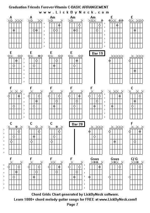 Chord Grids Chart of chord melody fingerstyle guitar song-Graduation Friends Forever-Vitamin C-BASIC ARRANGEMENT,generated by LickByNeck software.